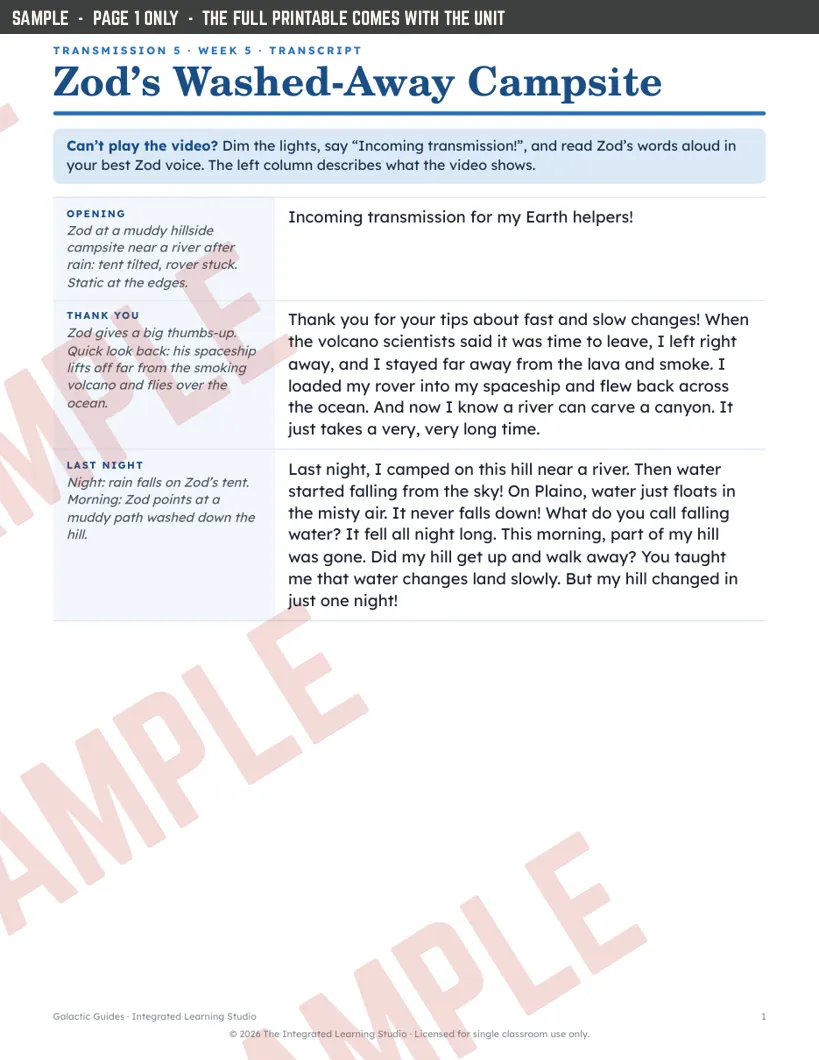 Page 1 of Transmission 5, marked sample